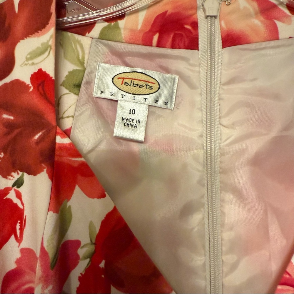 Talbots Red and White Halter Fit and Flare Midi Dress - Picture 2 of 8